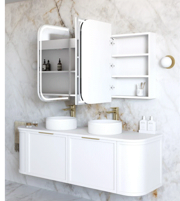 LED Newport 1500(W)x750(H) White Shaving Cabinet - Premium Edition