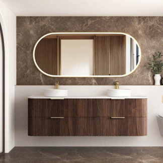 Havana 1800mm Sable Walnut Fluted Wall Hung Fluted Curve Vanity