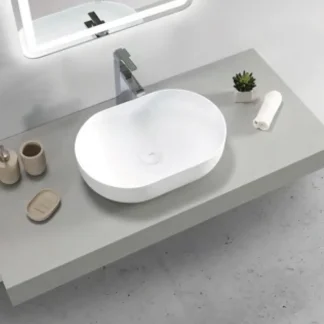 5035 Portofino Solid Surface 500x345x140 Matte White Basin NF