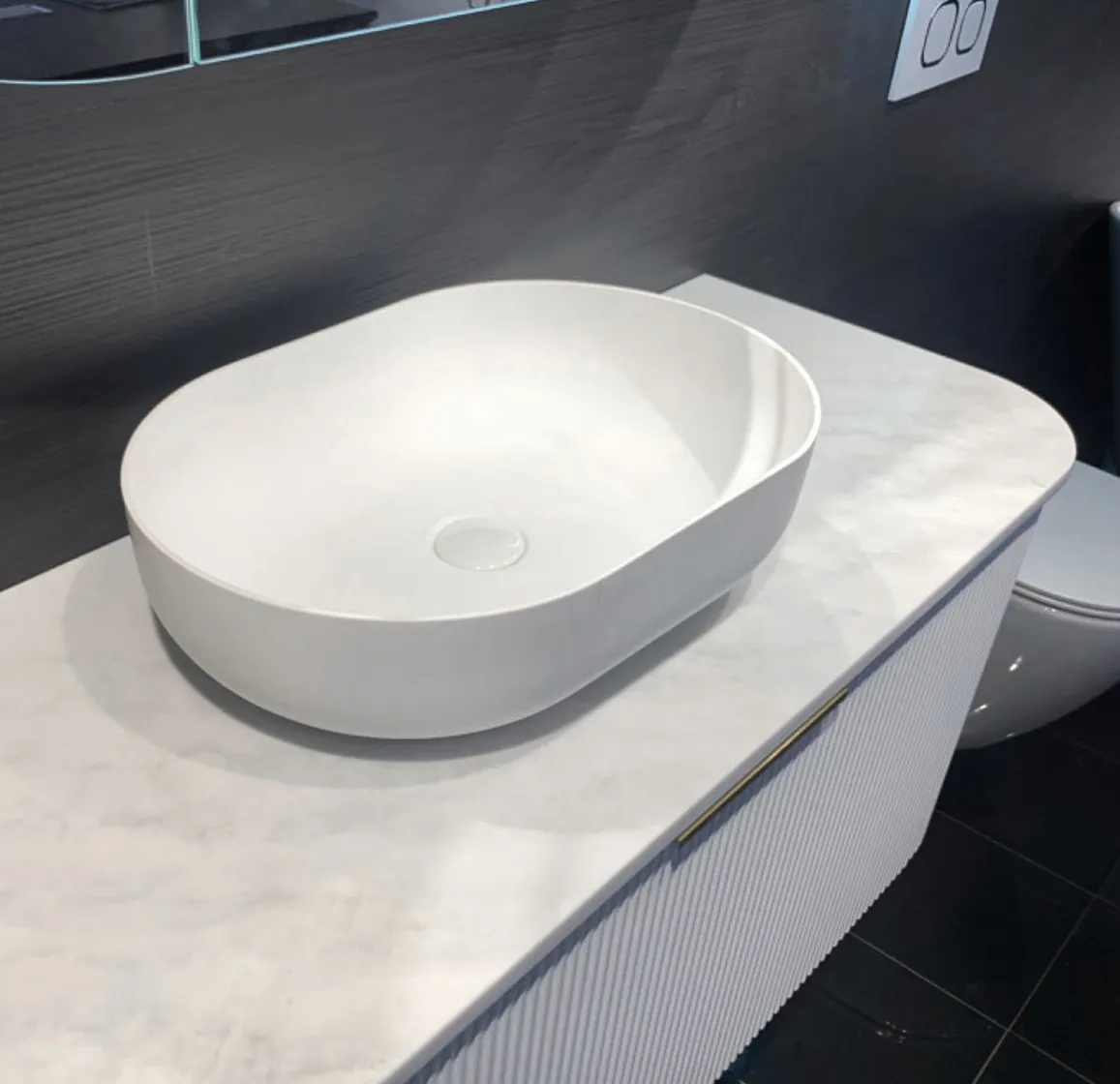 5035 Portofino Solid Surface 500x345x140 Matte White Basin NF