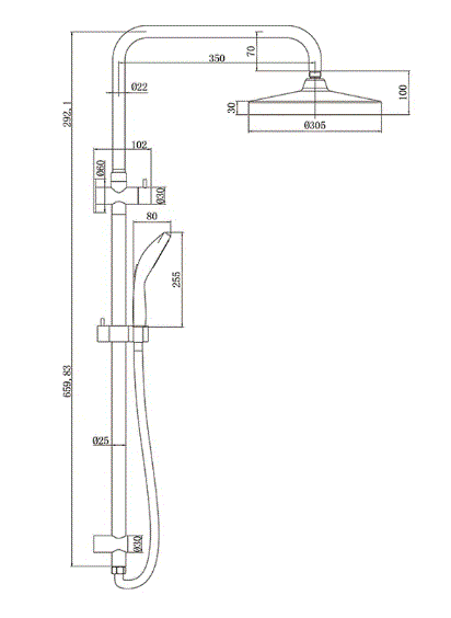 3 Packs Brushed Gold-Twin Shower On Rail