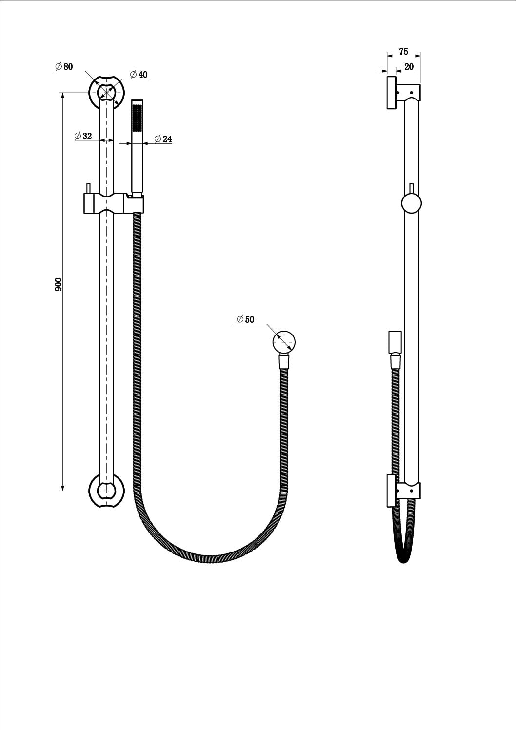 BKCS01 – Sliding Shower On Rail 900MM
